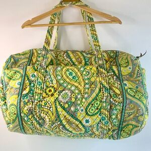 Vera Bradley/Lemon Parfait (retired) yellow green gray quilted large duffel bag